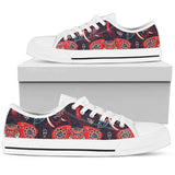 Red Indian Elephant Pattern Low Top Shoes For Men, Women