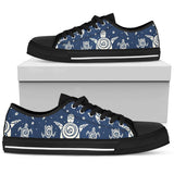 Sea Turtle Tribal Low Top Shoes For Women White, Black Custom Shoes