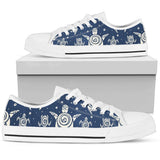 Sea Turtle Tribal Low Top Shoes For Women White, Black Custom Shoes