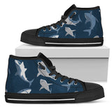 Shark Action Pattern High Top Shoes For Women, Shoes For Men Custom Shoes