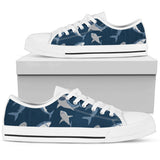 Shark Action Pattern Low Top Shoes For Women White, Black Custom Shoes