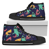 Shark Bite Pattern High Top Shoes For Women, Shoes For Men Custom Shoes