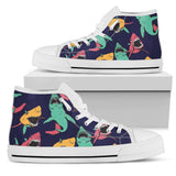 Shark Bite Pattern High Top Shoes For Women, Shoes For Men Custom Shoes