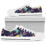 Shark Bite Pattern Low Top Shoes For Women White, Black Custom Shoes