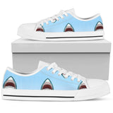 Shark Bite Low Top Shoes For Women White, Black Custom Shoes