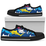 Shark Color Pattern Low Top Shoes For Women White, Black Custom Shoes
