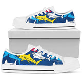 Shark Color Pattern Low Top Shoes For Women White, Black Custom Shoes