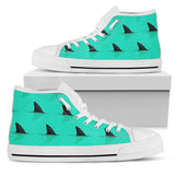 Shark Fin Pattern High Top Shoes For Women, Shoes For Men Custom Shoes