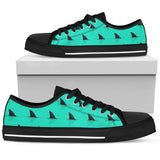 Shark Fin Pattern Low Top Shoes For Women White, Black Custom Shoes