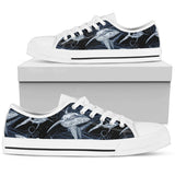 Shark Print Pattern Low Top Shoes For Women White, Black Custom Shoes
