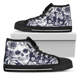 Skull Floral Beautiful High Top Shoes For Women, Shoes For Men Custom Shoes
