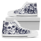 Skull Floral Beautiful High Top Shoes For Women, Shoes For Men Custom Shoes