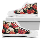 Skull Red Rose High Top Shoes For Women, Shoes For Men Custom Shoes