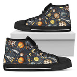 Space Pattern Print High Top Shoes For Women, Shoes For Men Custom Shoes