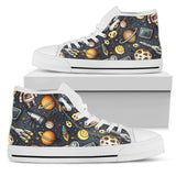 Space Pattern Print High Top Shoes For Women, Shoes For Men Custom Shoes