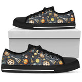 Space Pattern Print Low Top Shoes For Women White, Black Custom Shoes
