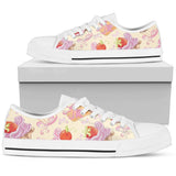 Strawberry Pink Cupcake Low Top Shoes For Women White, Black Custom Shoes