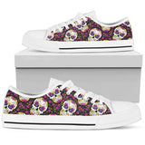 Sugar Skull Floral Pattern Low Top Shoes For Men, Women