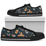 Sugar Skull Mexican Low Top Shoes For Women White, Black Custom Shoes