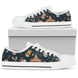 Sugar Skull Mexican Low Top Shoes For Women White, Black Custom Shoes