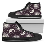 Sun Moon Face High Top Shoes For Women, Shoes For Men Custom Shoes