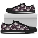Sun Moon Face Low Top Shoes For Women White, Black Custom Shoes