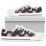 Sun Moon Face Low Top Shoes For Women White, Black Custom Shoes