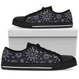 Sun Moon Pattern Low Top Shoes For Women White, Black Custom Shoes
