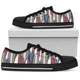 Surf Board Pattern Low Top Shoes For Women White, Black Custom Shoes
