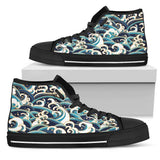 Surf Wave Pattern High Top Shoes For Women, Shoes For Men Custom Shoes