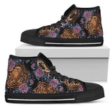Tiger Head Floral High Top Shoes For Women, Shoes For Men Custom Shoes