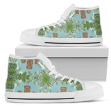 Tiki Wood Island High Top Shoes For Women, Shoes For Men Custom Shoes