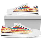 Tribal Aztec Vintage Low Top Shoes For Women White, Black Custom Shoes