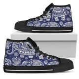 White Elephant Mandala High Top Shoes For Women, Shoes For Men Custom Shoes