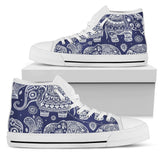 White Elephant Mandala High Top Shoes For Women, Shoes For Men Custom Shoes