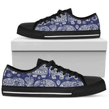 White Elephant Mandala Low Top Shoes For Women White, Black Custom Shoes