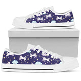 White Unicorn Star Low Top Shoes For Women White, Black Custom Shoes
