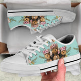 Yorkshire Terrier Flower Low Top Shoes For Women, Shoes For Men Custom Shoes