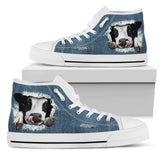 Cow Jeans High Top Shoes For Women, Shoes For Men Custom Shoes