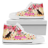 Pitbull Pink Rose High Top Shoes For Women, Shoes For Men Custom Shoes