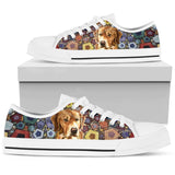 Golden Polygon Low Top Shoes For Women, Shoes For Men Custom Shoes