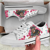 Rottweiler Flower And Butterfly Low Top Shoes For Women, Shoes For Men Custom Shoes