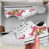 Bulldog Flower And Butterfly Low Top Shoes For Women, Shoes For Men Custom Shoes