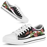 Flamingo Embroidery Rose Low Top Shoes For Women, Shoes For Men Custom Shoes