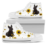 Scottish Terrier Sunflower High Top Shoes For Women, Shoes For Men Custom Shoes