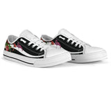 Flamingo Embroidery Rose Low Top Shoes For Women, Shoes For Men Custom Shoes