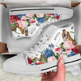 Bulldog Flower High Top Shoes For Women, Shoes For Men Custom Shoes