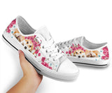 Corgi Flower And Butterfly Low Top Shoes For Women, Shoes For Men Custom Shoes