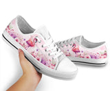 Flamingo Pink Flower Low Top Shoes For Women, Shoes For Men Custom Shoes