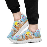Golden Retriever In Spring Time Petal Sneakers Shoes For Women, Shoes For Men Sneaker Custom Shoes